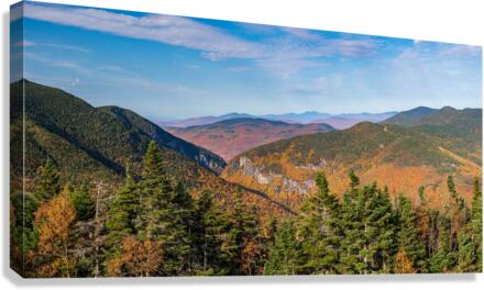 Aerial view of Smugglers Notch in the fall  Canvas Print