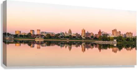 Sunset illuminates the city skyline of Harrisburg in Pennsylvani  Canvas Print