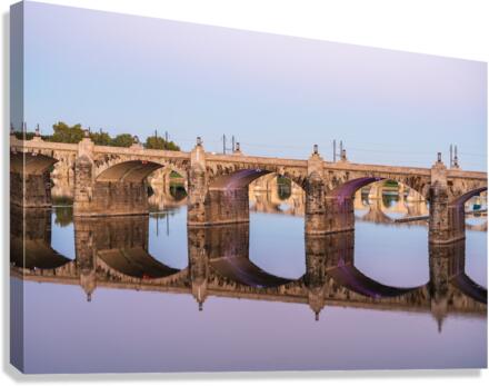 Reflections of Market Street bridge in the Susquehanna river  Canvas Print