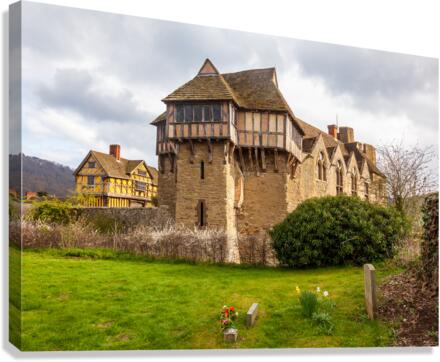 Stokesay Castle in Shropshire on cloudy day  Canvas Print