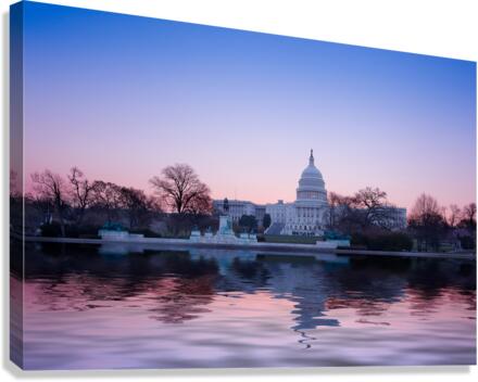 Sunrise behind the dome of the Capitol in DC  Canvas Print