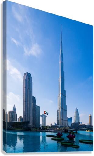 Offices and apartment towers of Dubai downtown business district  Canvas Print