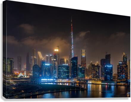 Offices and apartments of Dubai Business Bay with district behin  Canvas Print