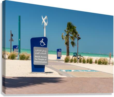 Sign for access to Jumeirah beach for wheelchair users  Canvas Print
