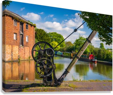 Colorful canal narrowboats in Ellesmere in Shropshire  Canvas Print