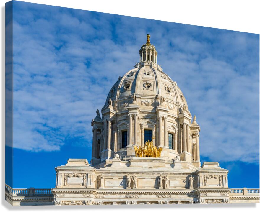 Dome and statue of the State Capitol building in St Paul  Canvas Print