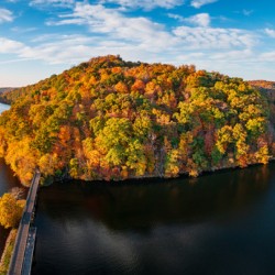 Aerial view of fall leaves in Cheat Lake Park