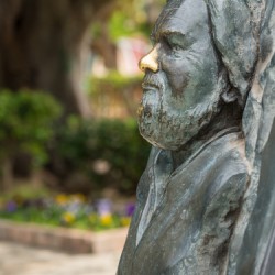 Statue of bust of Gerald Durrell in Corfu
