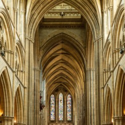 Interior aisle to altar in Truro cathedral in Cornwall