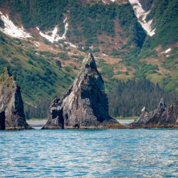 Rocky outcrops in the bay at Seward in Alaska