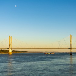 Modern Greenville bridge across the Mississippi to Arkansas with