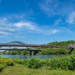 Suspension bridge over the Ohio river in Wheeling