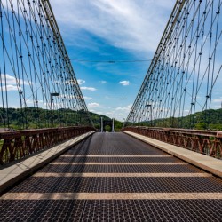 Suspension bridge over the Ohio river in Wheeling, WV