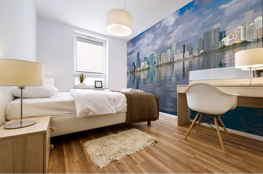 View of Miami Skyline with artificial reflection Mural print