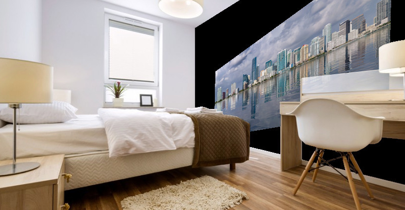 View of Miami Skyline with artificial reflection Mural print