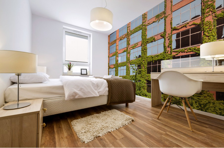 Modern Chicago office covered with plants Mural print