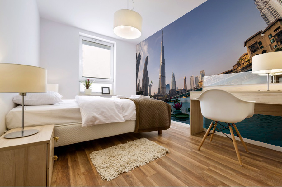 Offices and apartment towers of Dubai downtown business district Mural print