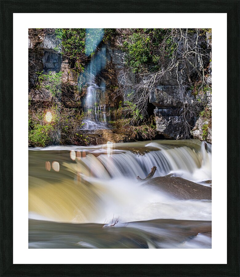 Small waterfall by Valley Falls on a bright spring morning  Framed Print Print
