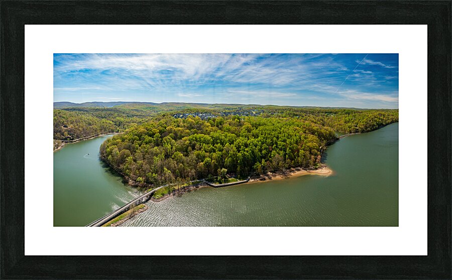 Aerial view of Cheat Lake and the Bluffs near Morgantown  Framed Print Print