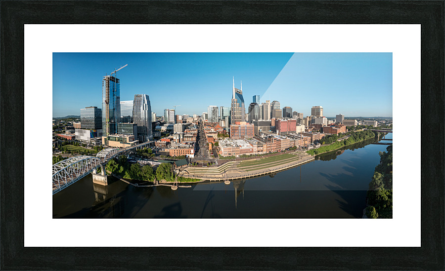 Panoramic skyline of Nashville in Tennessee from aerial drone  Framed Print Print