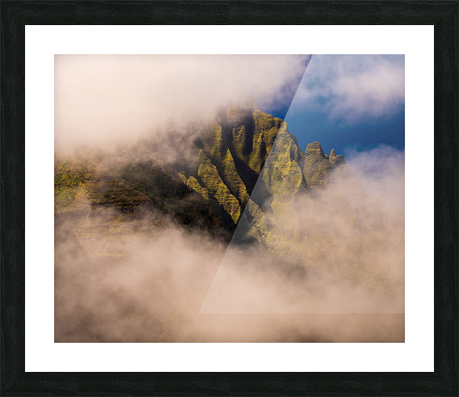 View of the fluted rocks of the Na Pali coast  Framed Print Print