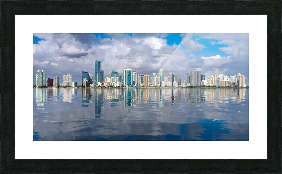 View of Miami Skyline with artificial reflection  Framed Print Print