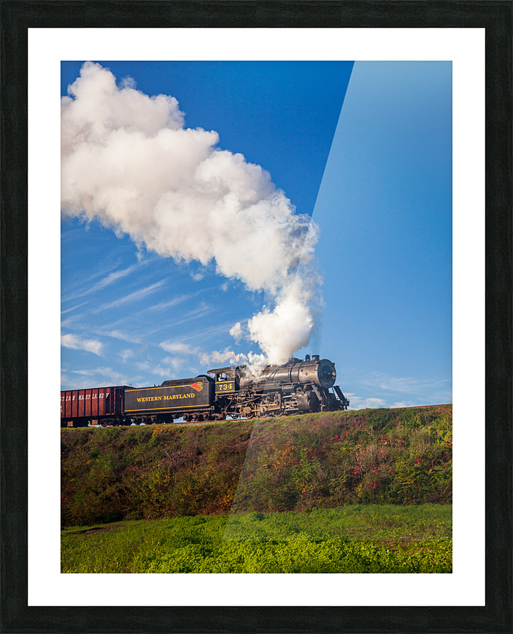 WMRR Steam train powers along railway  Framed Print Print