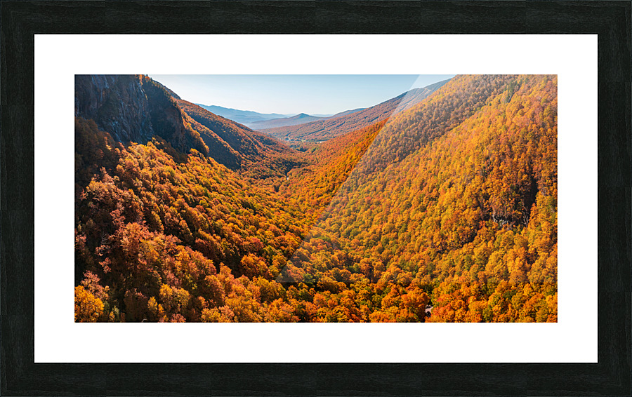 Aerial view of Smugglers Notch in the fall  Framed Print Print