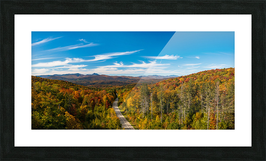 Aerial view of Moretown Mountain Road in Vermont  Framed Print Print