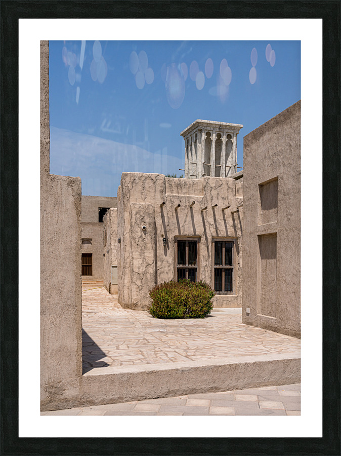 Narrow street in Al Shindagha district and museum in Dubai  Framed Print Print