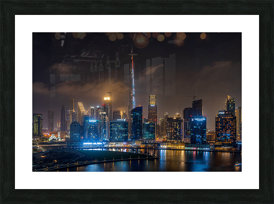 Offices and apartments of Dubai Business Bay with district behin  Framed Print Print