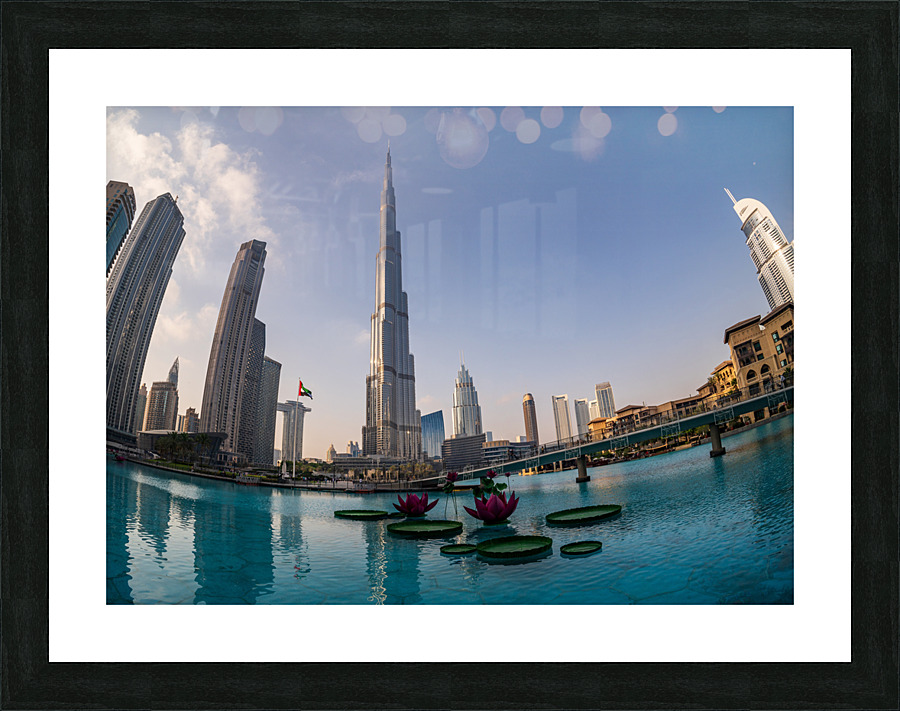 Offices and apartment towers of Dubai downtown business district  Framed Print Print