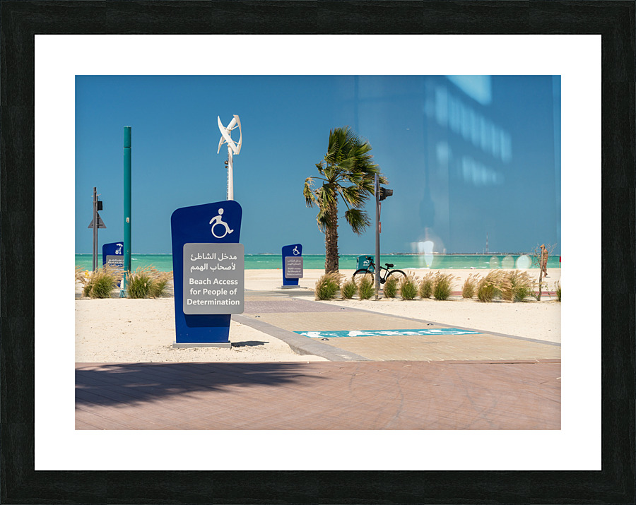 Sign for access to Jumeirah beach for wheelchair users  Framed Print Print