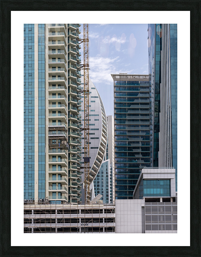 Detail of different designs on apartments in Business Bay Dubai  Framed Print Print