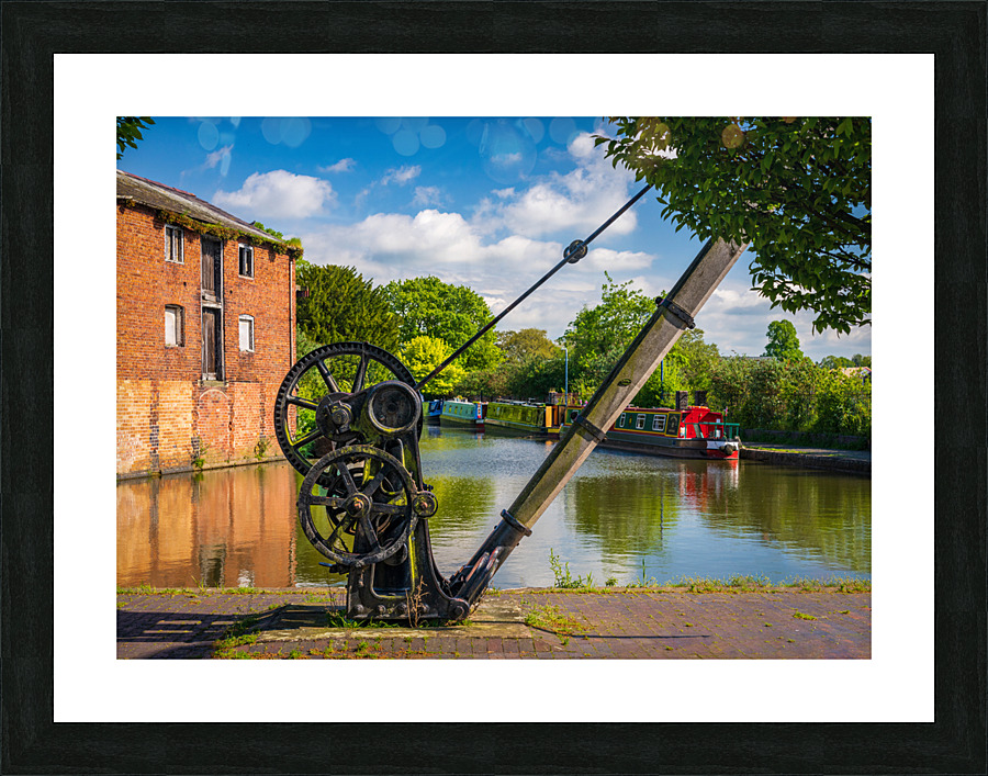 Colorful canal narrowboats in Ellesmere in Shropshire  Framed Print Print