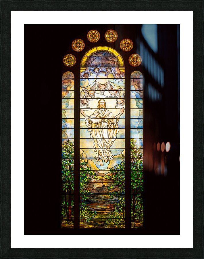 The Ascension of Christ. Tiffany stained glass window. 1896  Framed Print Print