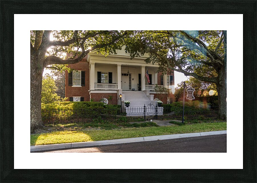 Facade of antebellum home in Natchez in Mississippi  Framed Print Print