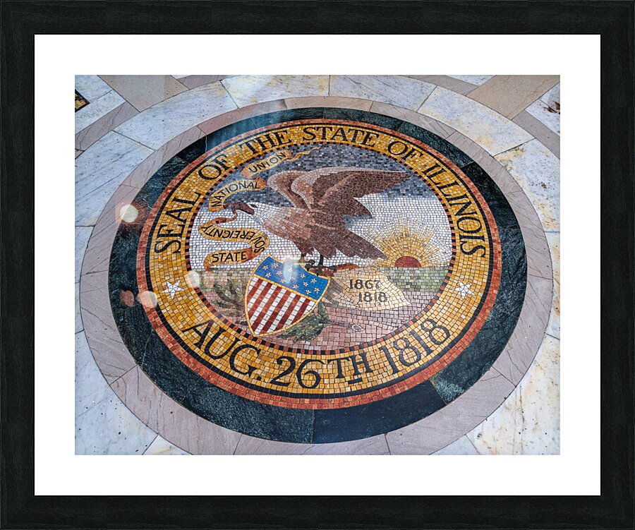 Great Seal of Illinois in memorial for the Vicksburg siege in Mi  Framed Print Print