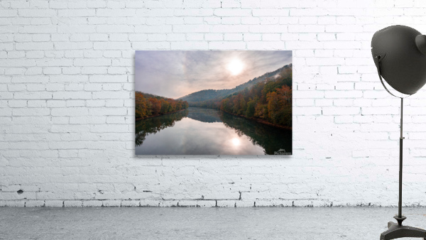 Calm Tygart River by Valley Falls on a misty autumn day by Steve Heap