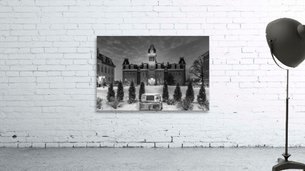 Black and White Woodburn Hall at West Virginia University by Steve Heap