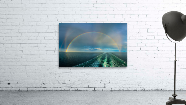 Dramatic double rainbow over wake of ship by Steve Heap