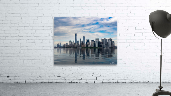 Panorama of Manhattan with calm artificial water by Steve Heap