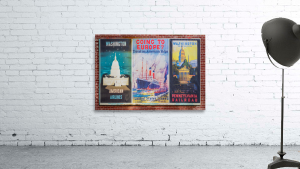 Three antique travel posters on the wall  by Steve Heap