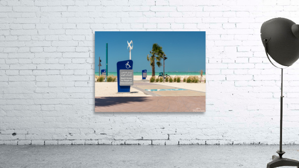 Sign for access to Jumeirah beach for wheelchair users by Steve Heap