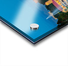 Skyline of Denver at dawn from City Park with boathouse Acrylic print