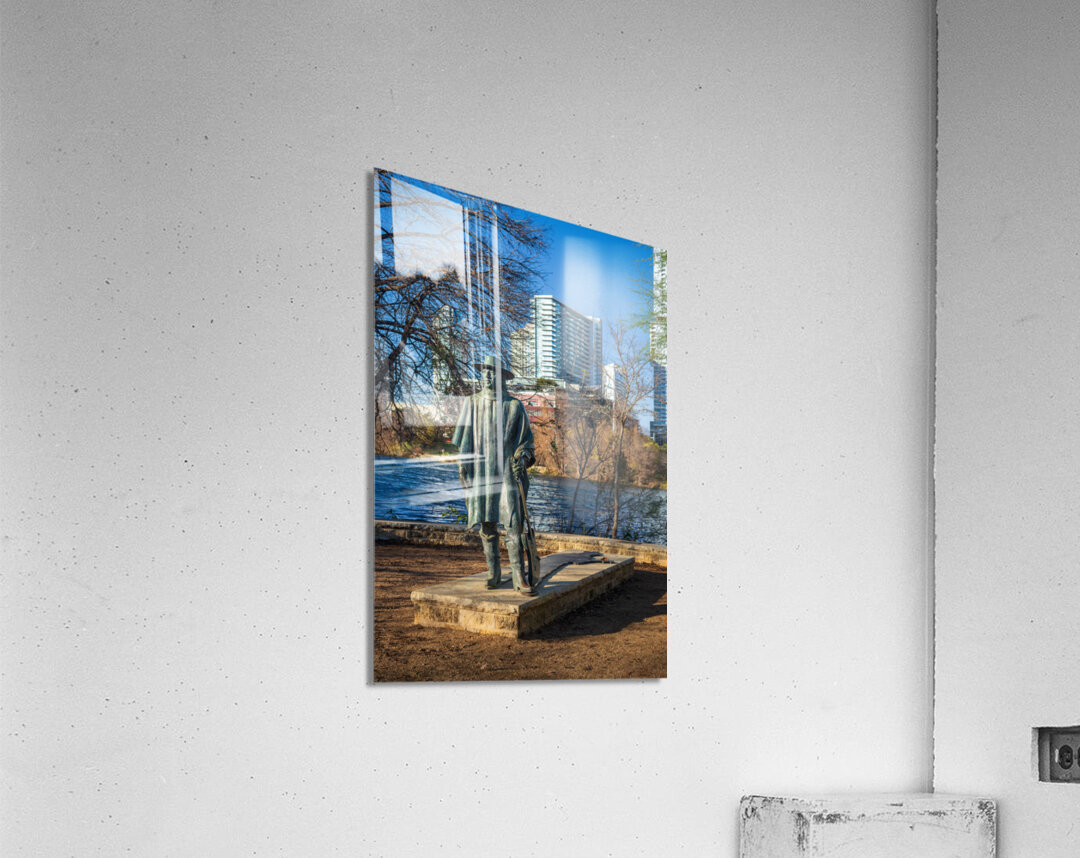 Bronze statue of Stevie Ray Vaughan from 1994 in Austin Texas Acrylic Print