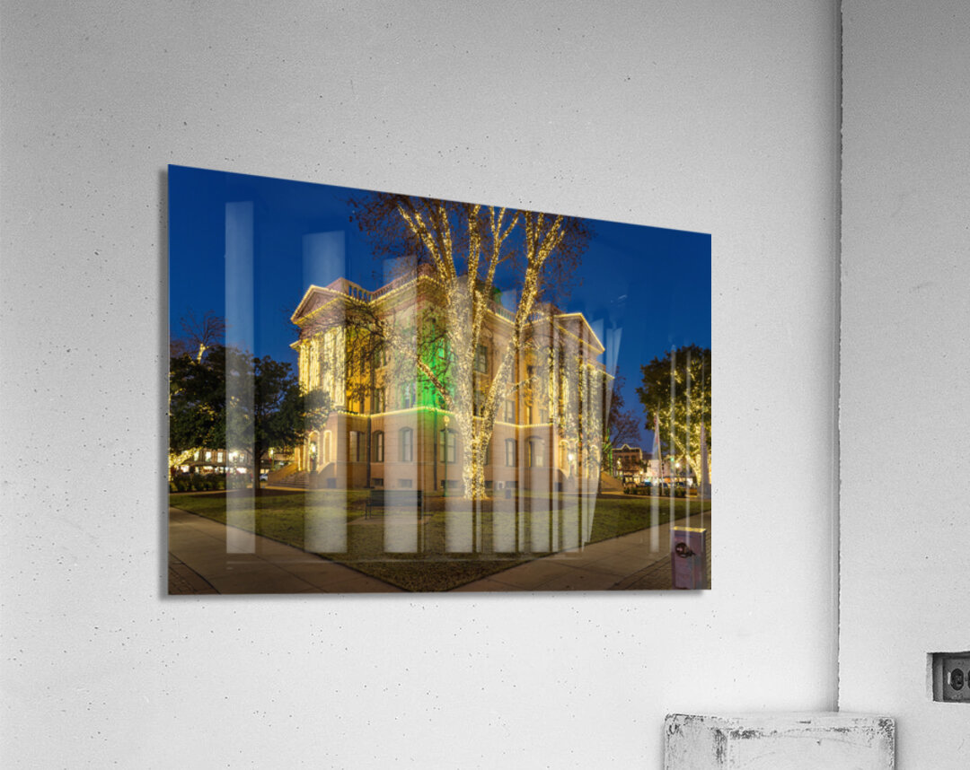 December lights on Williamson County Courthouse in Georgetown TX Impression acrylique