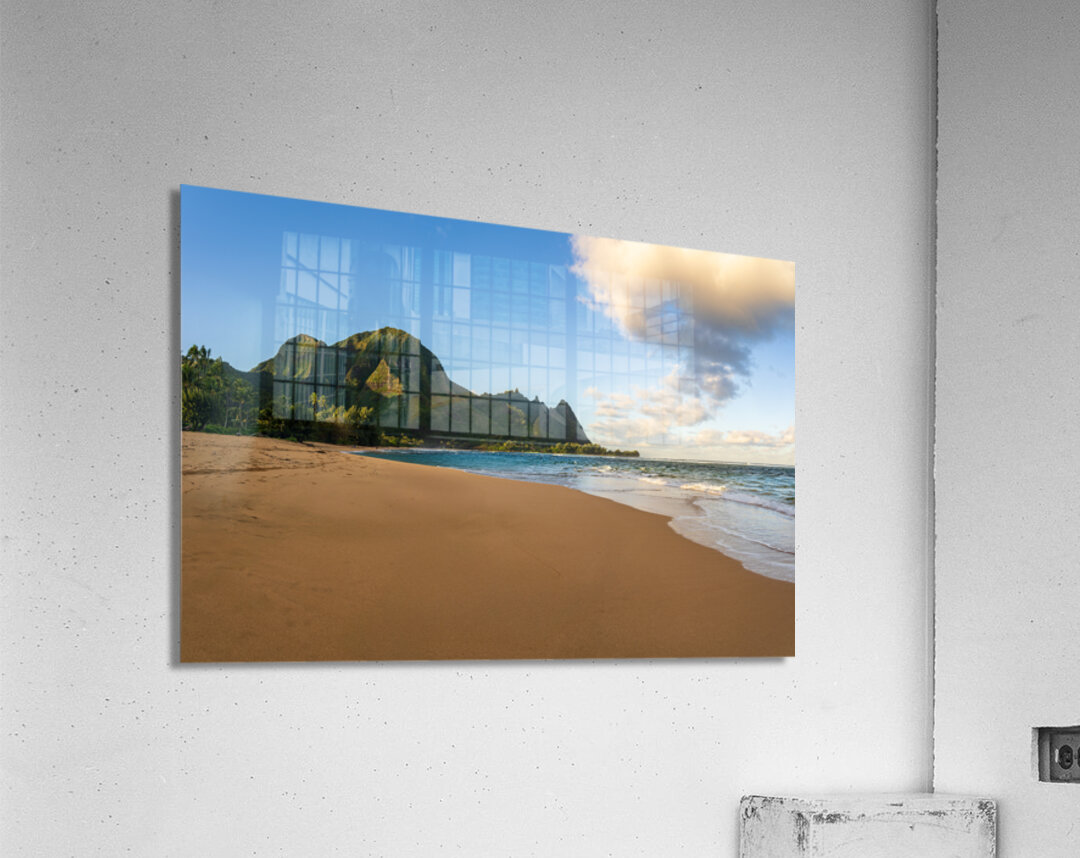 Early morning sunrise over Tunnels Beach on Kauai in Hawaii Acrylic Print