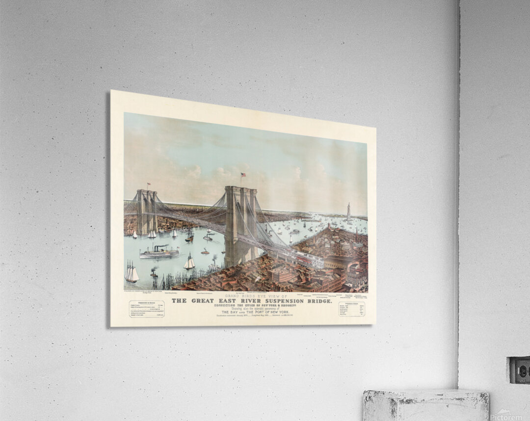 Restored 1892 engraving of Brooklyn Bridge in NYC Acrylic Print