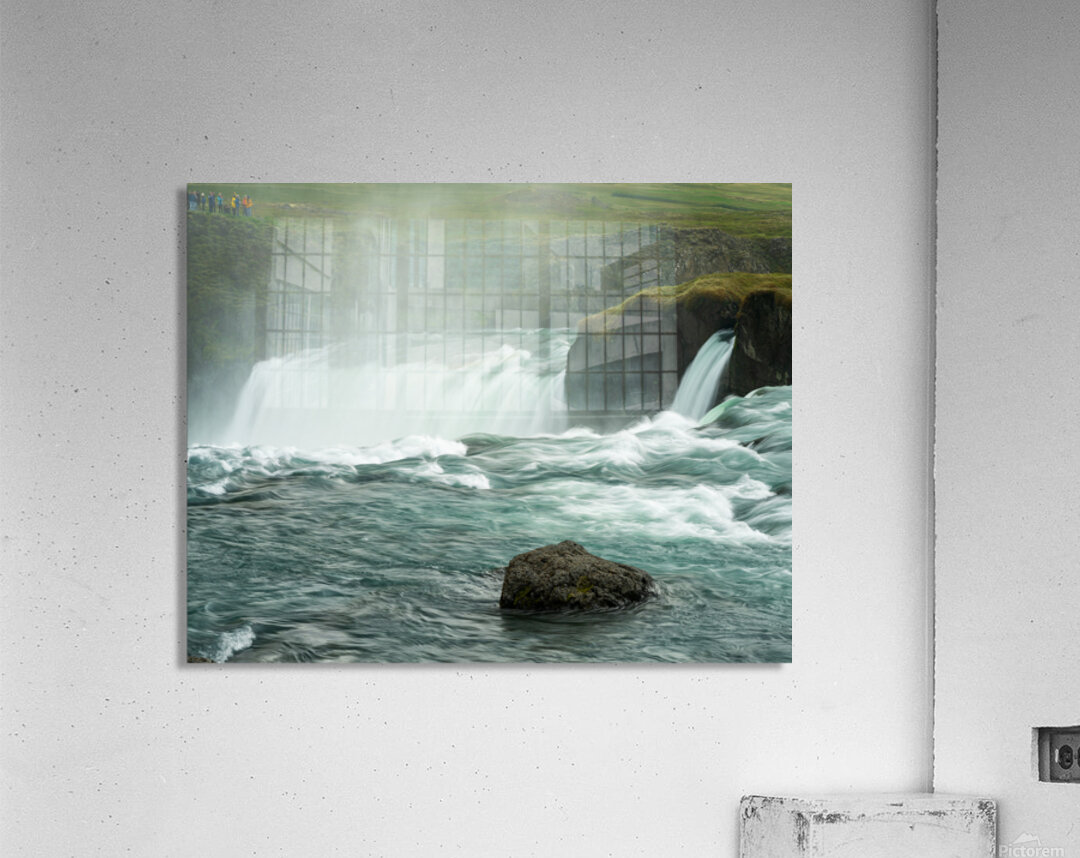 Godafoss or Waterfall of the Gods near Akureyri in Northern Ice Acrylic Print